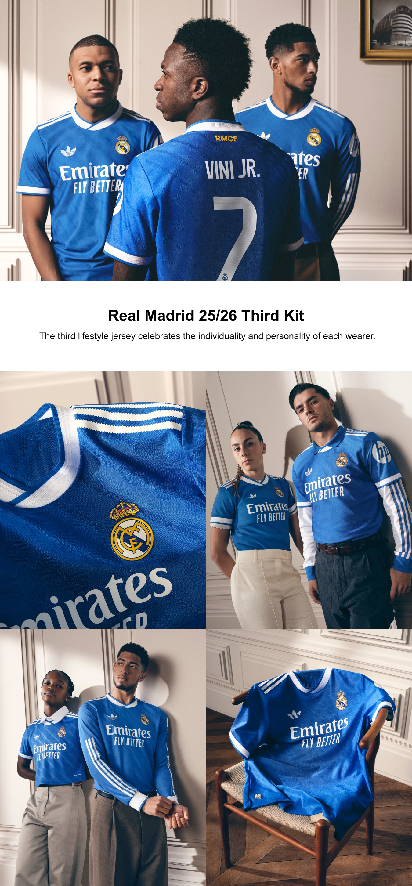 Real Madrid adidas Third Authentic Shirt 2025-26 with Vini Jr. 7